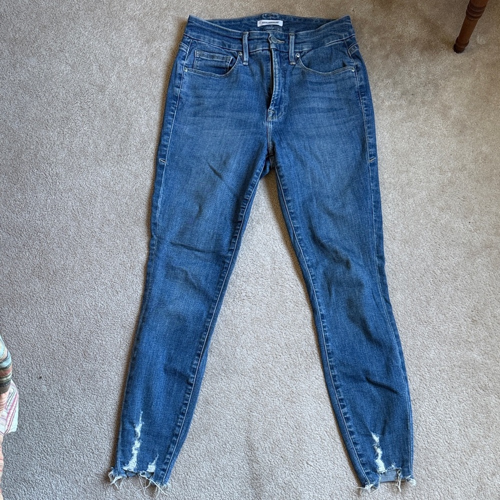 Good American Distressed Blue Skinny Jeans